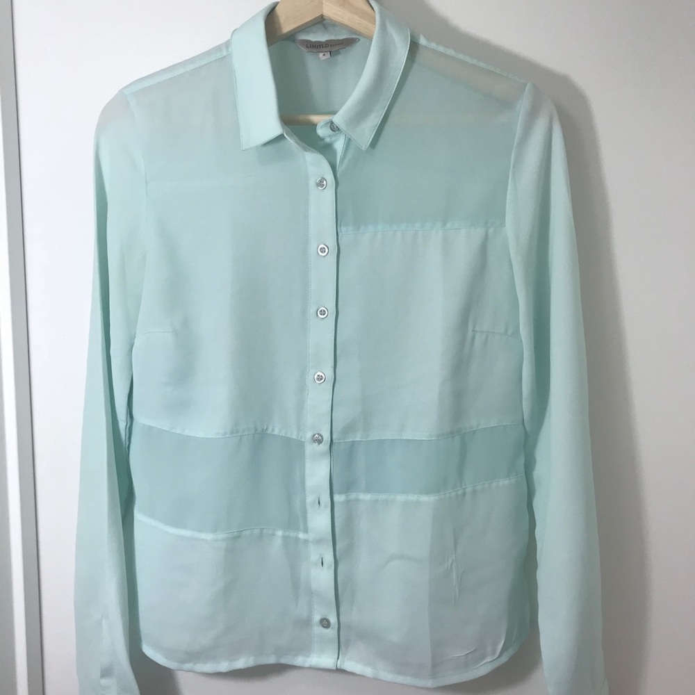 Mint ice blue collared shirt / blouse
